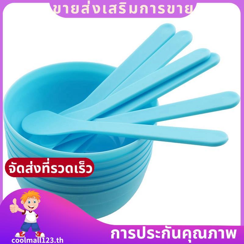 6 ชิ้น DIY ชุดชามผสมกาวพร้อมช้อนสําหรับ Slime , พลาสติก PP, ชามผสมนํากลับมาใช้ใหม่ .coolmall123th