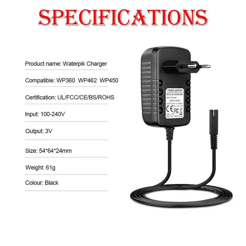 อะแดปเตอร์ชาร์จสําหรับ Waterpik WP360W WP450EC 360C 440C 440W 450C 460W 460C 465W 550W 550C Water Fl