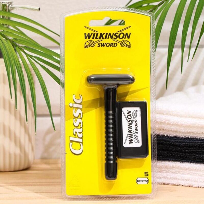 Wilkinson Double-Blade Safety Razor Stainless Steel Manual Razor Set Blade Vintage T-Shaped Razor