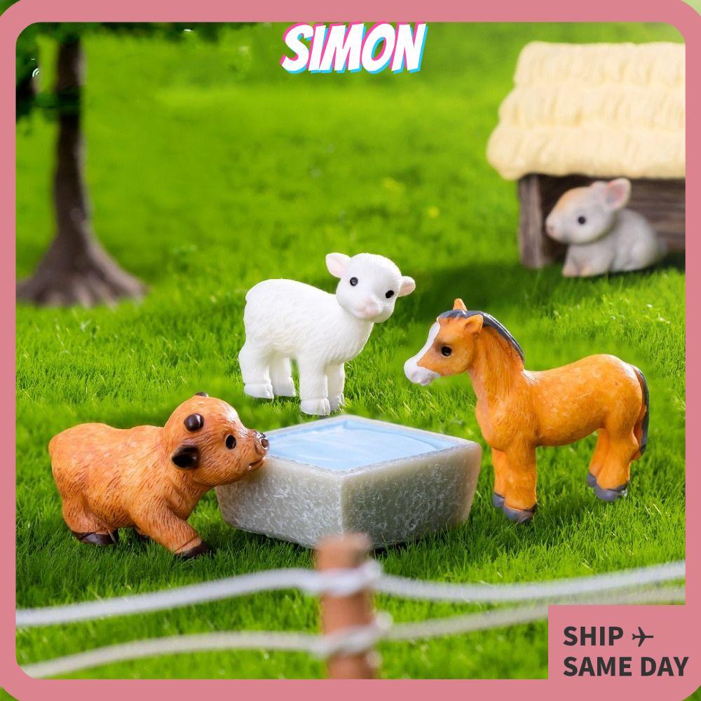 รูปปั้นสัตว์ SIMON,ตกแต่งบ้านเรซิ่นตุ๊กตาขนาดเล็ก,สัตว์น่ารักรุ่น DIY Microlandscape มินิสัตว์ตุ๊กตา