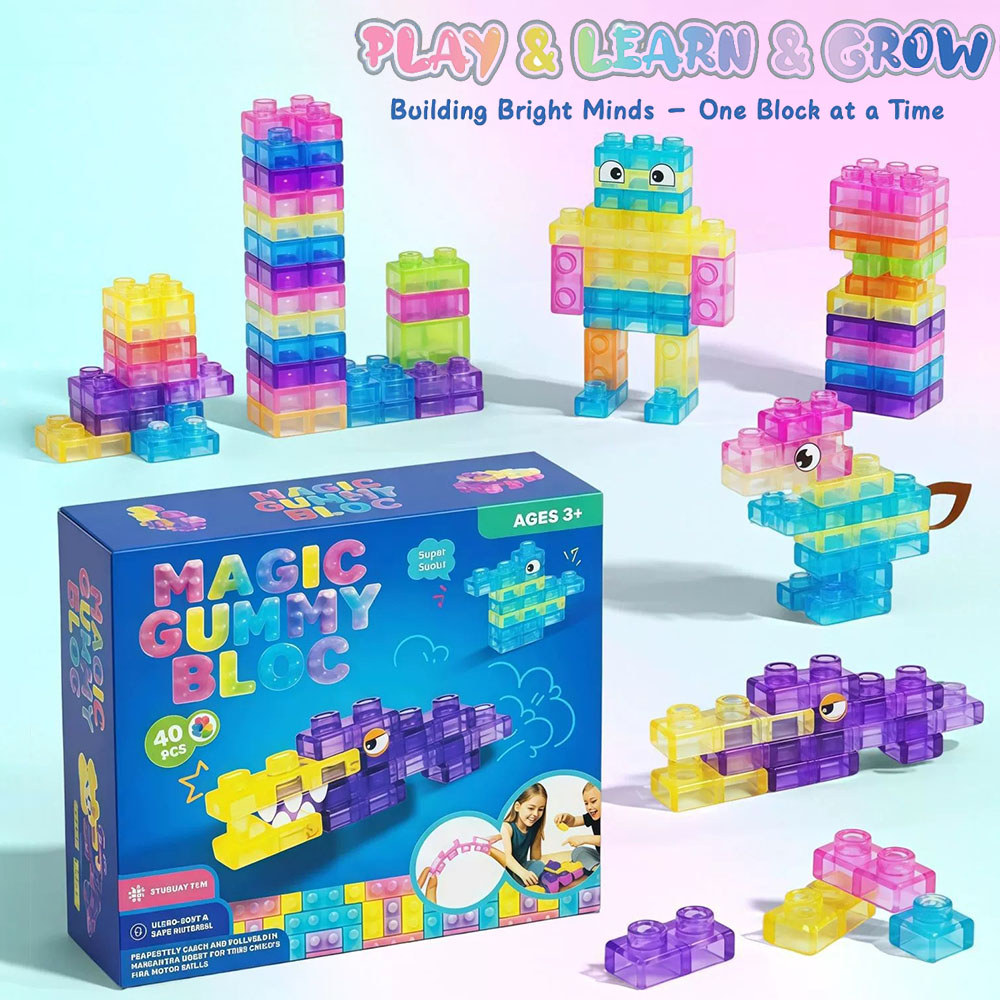 Magic Gummy Blocks Sensory Toy Soft Squishy Building Blocks ชุดของเล่นเพื่อการศึกษาสําหรับเด็ก