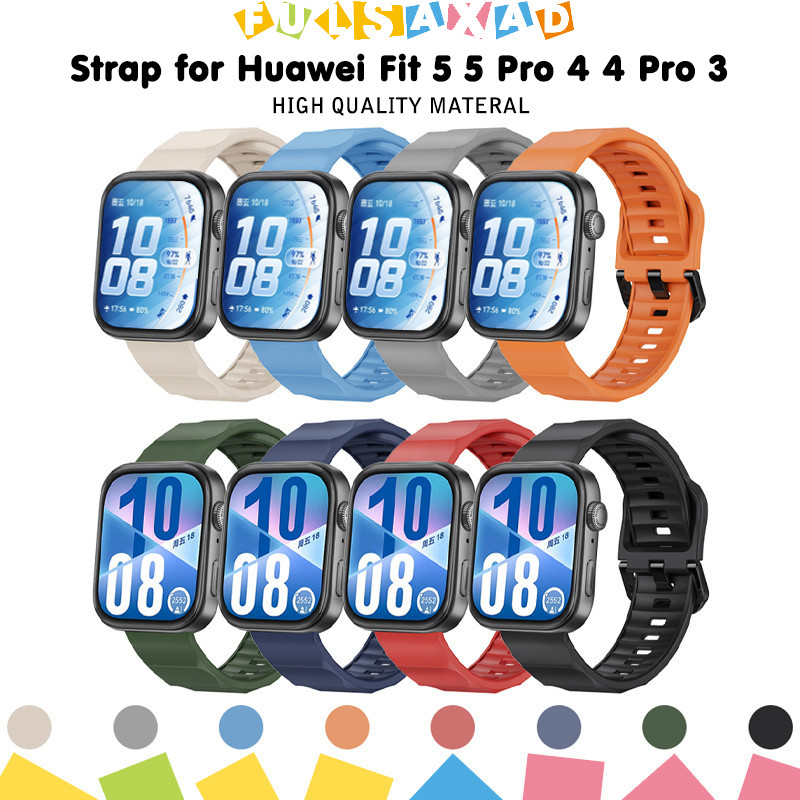สายซิลิโคนกีฬา for Huawei Watch Fit 5 4 3 / 5 Pro สายพานยางเปลี่ยนสายรัดข้อมืออุปกรณ์เสริม for Smwarctwatch Huawei Fit 3