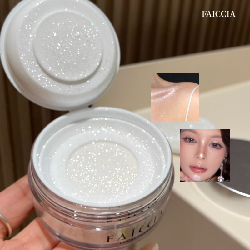 FAICCIA ไฮไลท์แป้งฝุ่นสำหรับคอและกระดูกไหปลาร้าที่เปล่งประกายและกระจ่างใส
