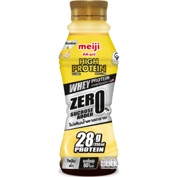 เมจิ ไฮโปรตีนกล้วย(Meiji High Protein Milk Zero Banana 350ml.)