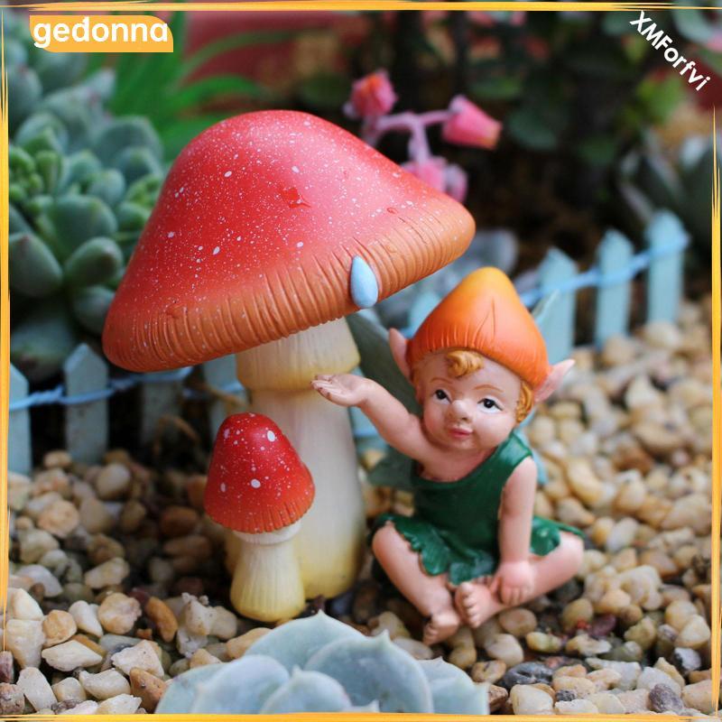 [gedonna] 2 ชิ้น Fairy Garden Accessories ตุ๊กตาจิ๋ว ตุ๊กตาตกแต่งเห็ด