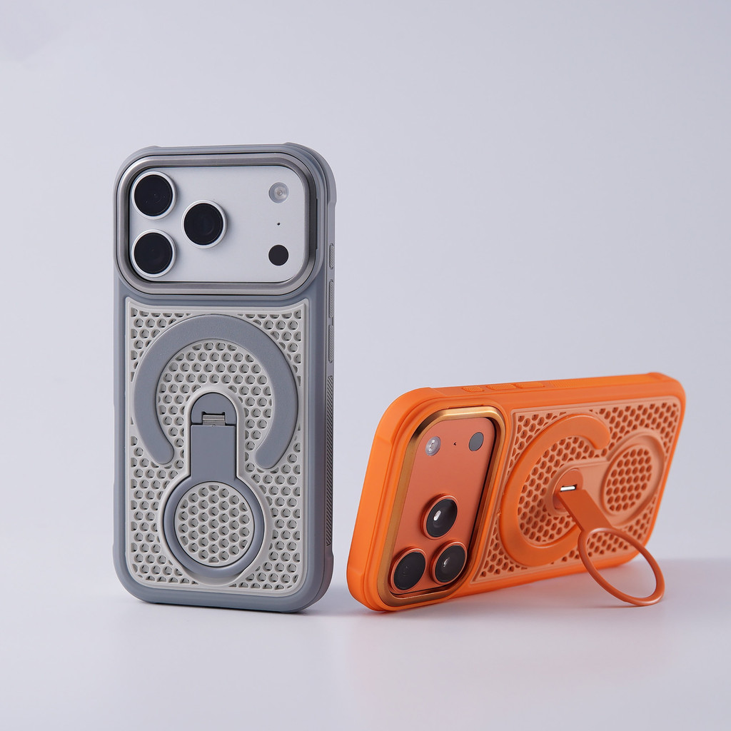 ใหม่รังผึ้งระบายอากาศกระจายความร้อนในตัว360° ผู้ถือแหวนหมุน Anti-Drop เคสโทรศัพท์แม่เหล็กสําหรับ iPhone 11 12 13 14 15 16 17 Pro Max