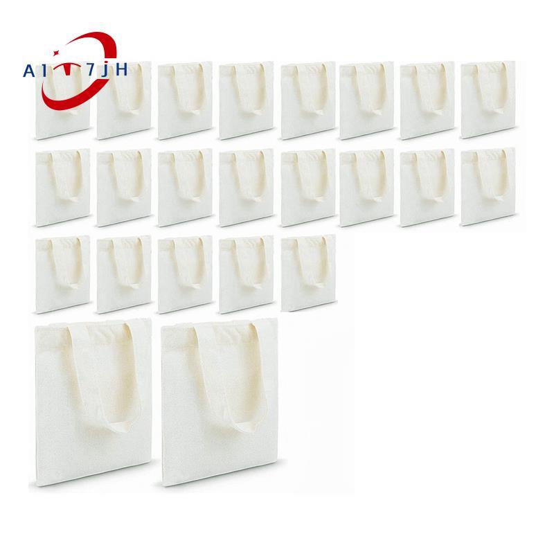 [ใหม่ A7]24 ชิ้น Tote Bags Mini Tote Bag Blank Canvas Tote Bags Reusable Groy Bags DIY Sacks Goody B