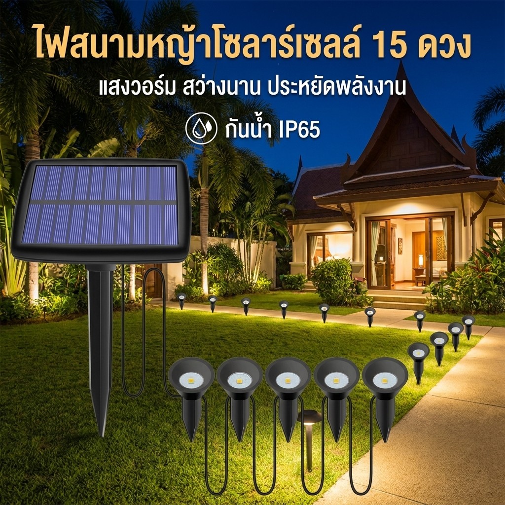 15 in 1 Solar Underground Lawn Light สวนโคมไฟสนามหญ้ากลางแจ้งสวนโคมไฟสนามหญ้า 5v 100MA 0.5W แผงโซลาร์เซลล์