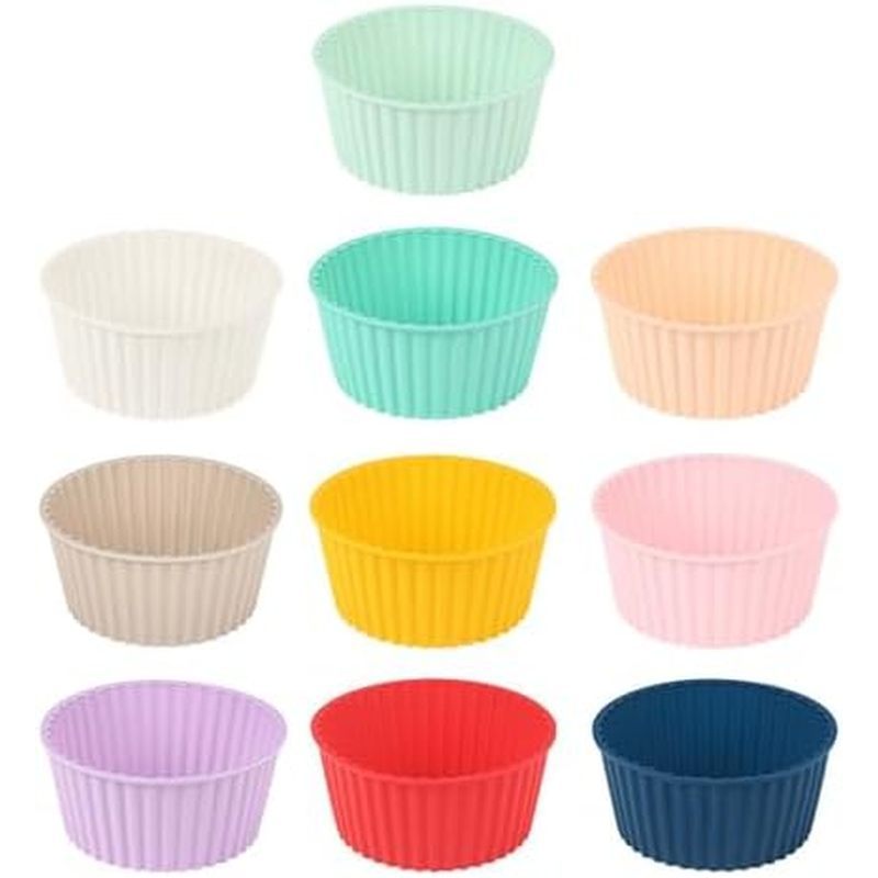 10 PCS Round Cake Pans, 7.9 Inch Silicone Cake Molds for Baking, Nonstick & Quick Release Circle Cak