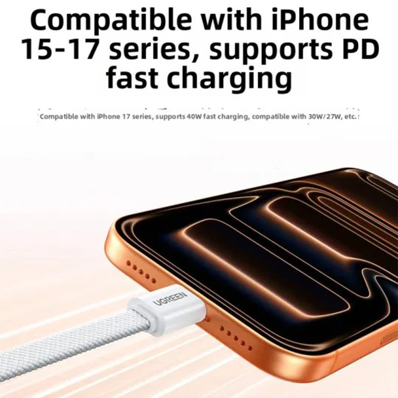 UGREEN C to C Fast CHARGING PD60W 3A USB-C Lanyard สายชาร์จ 2-in-1 Type-C สวมใส่สาย 0.3M ราคา ถูกที่สุด ดีลบีเคเค แกลเลอรีภาพที่ 5