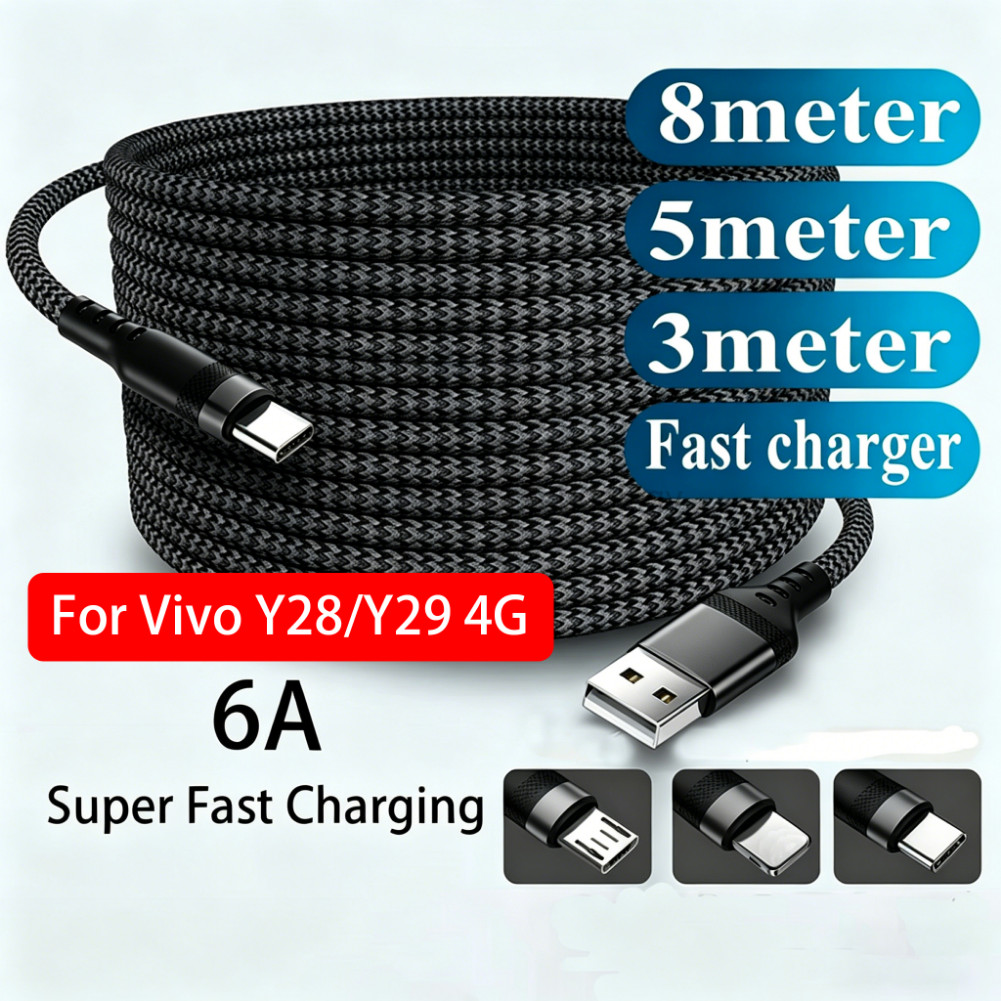 LIKAIYUE USB C 6A ยาวและยาวและยาวสุด USB C Super Fast Charge สาย 8 M 5 M 3 M USB TYPE-C อุปกรณ์สําหร