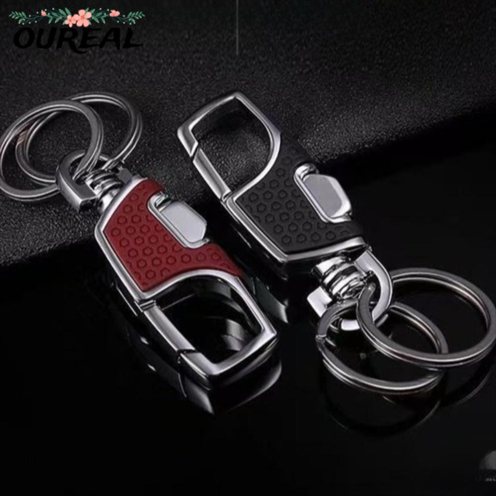 OUREAL พวงกุญแจรถ,สีดํา Clasp หนาผู้ถือพวงกุญแจ, Simple Loss-proof แบบพกพา One Click เปิดเข็มขัด Key CHAIN ของขวัญ