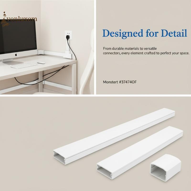 Vonluxem Wire Raceway Kit 10PCS Wall ฝาครอบสายคอนซีลเลอร์ Home Office TV สายไฟการจัดการ Neat Organiz