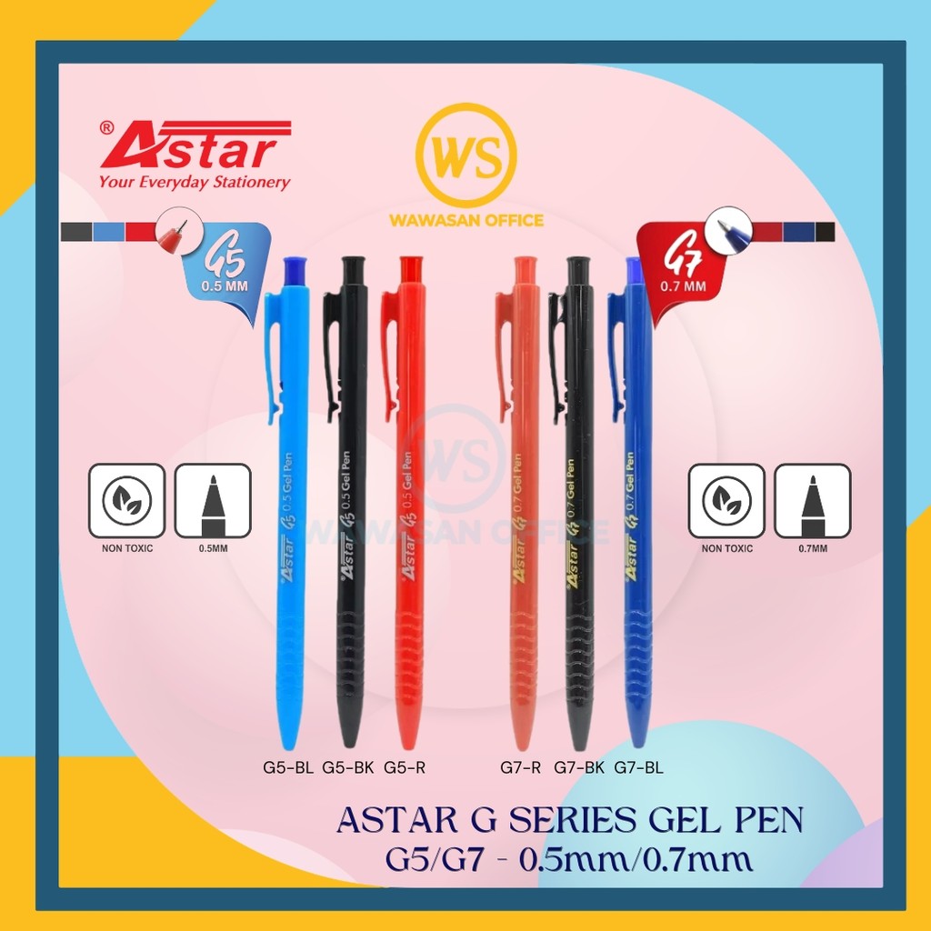 ปากกาเจล Astar G5 G7 / ปากกาเจล Astar / ปากกาหมึกเจล / ปากกาเจลแบบยืดหดได้ - 0.5 มม. 0.7 มม.