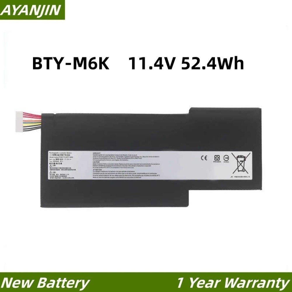 11.4V 52.4Wh 4600mAh New Laptop Battery BTY-M6K For MSI GS63-7RD GF63-8RD GF63-8RC GF75 Thin 8RD 8RC