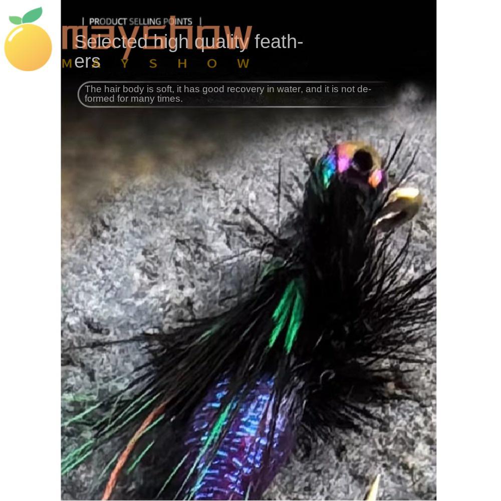 MAYSHOW 2 ชิ้น Bionic Fly Fishing Bait, Fly Fishing Hook ปลาเทราท์ Jigs, ความคิดสร้างสรรค์ Fly Fishi