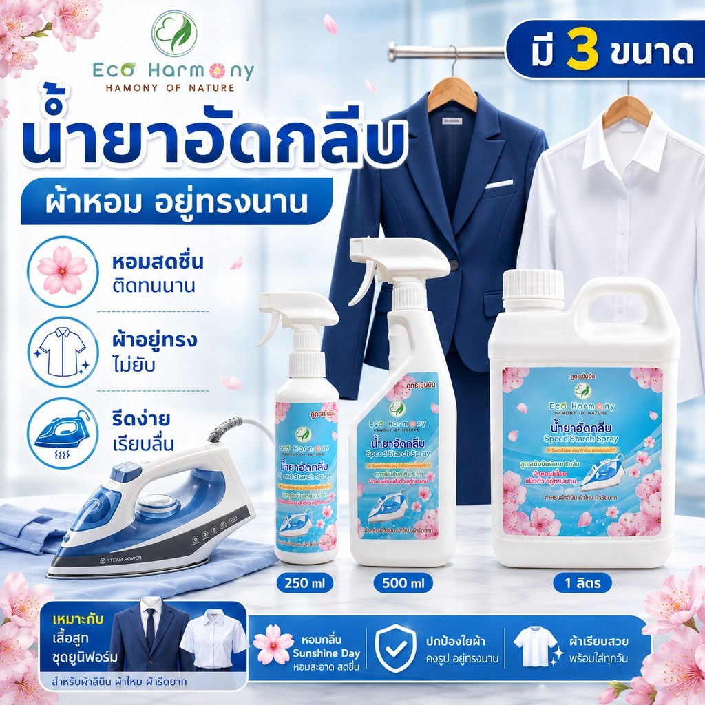Super Premium น้ำยาอัดกลีบ Eco Harmony เรียบหรู อยู่ทรง หอมยาวนาน  นวตกรรมแม่บ้านยุคใหม่
