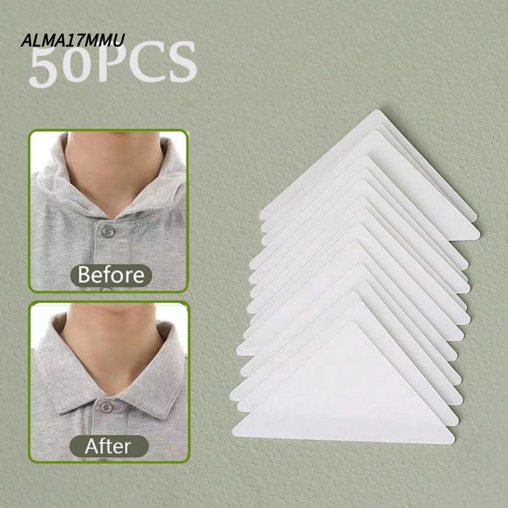 ALMA17MMU 50PCS Stand Collar Shaper, Anti-roll Self กาวคอคงที่,บ้านที่มองไม่เห็น PVC เสื้อ COLLAR สน