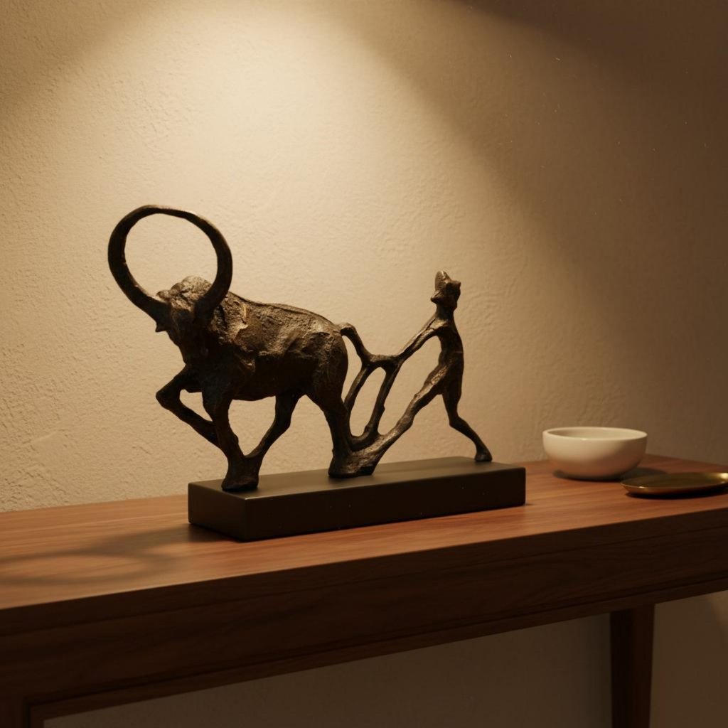 เหล็กหล่อไถพรวน Bovine ตุ๊กตาสีดําเสร็จสิ้นบทคัดย่อ Bovine รูปปั้น Modernist สําหรับศึกษา