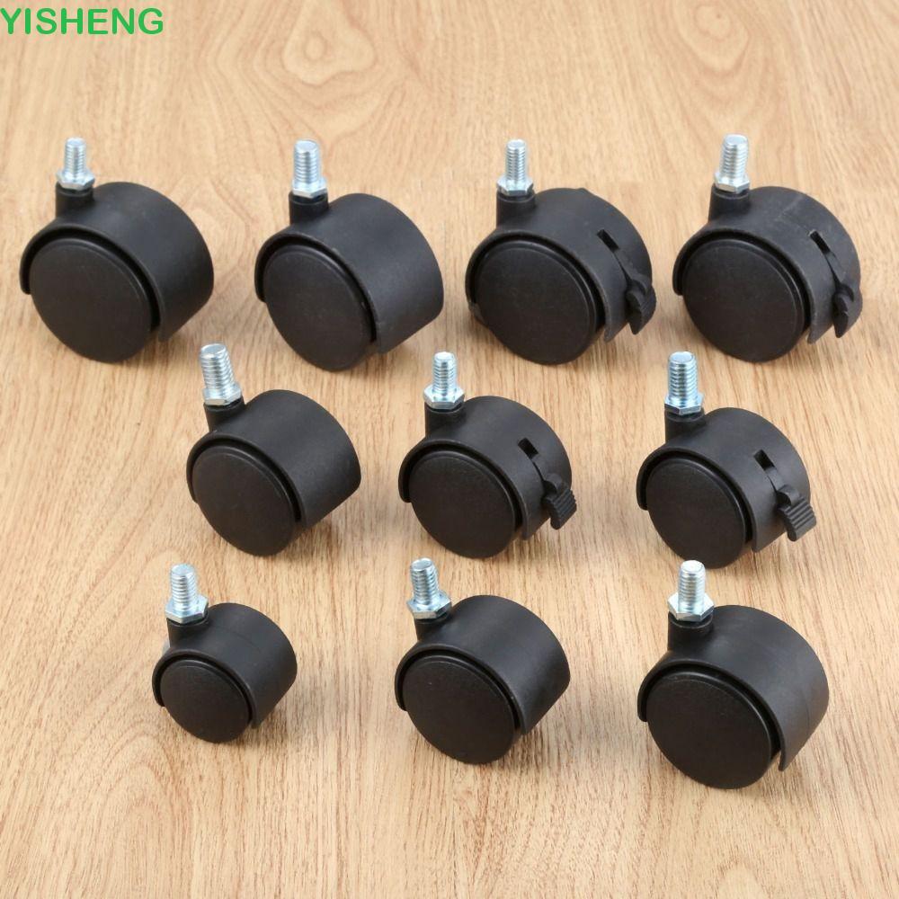 YISHENG เก้าอี้สํานักงานล้อแผ่นเงียบพร้อมเบรค Universal Swivel สําหรับเฟอร์นิเจอร์อุตสาหกรรมสีดําเลื