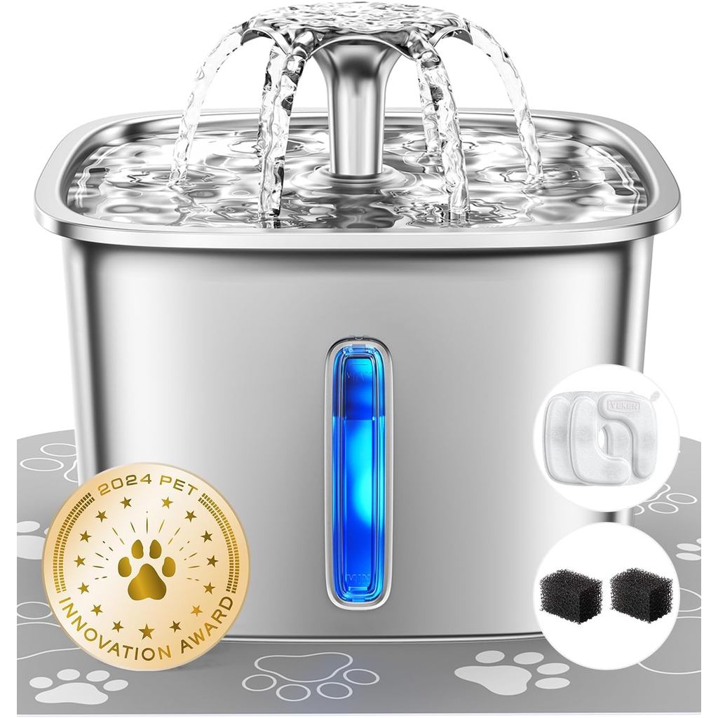 Veken Innovation Award Winner น้ําพุน้ําสแตนเลส, 95oz/2.8L เครื่องจ่ายน้ําน้ําพุอัตโนมัติพร้อมตัวกรอ