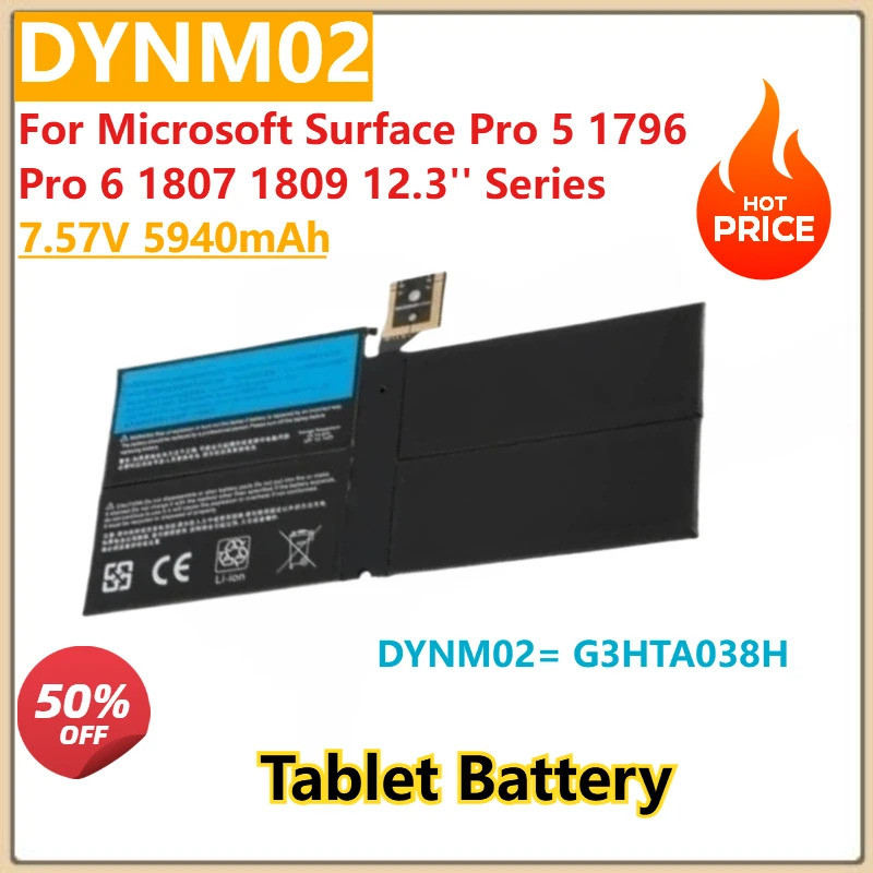 ใหม่เปลี่ยนแบตเตอรี่แล็ปท็อป 7.57V 5940mAh DYNM02 G3HTA038H สําหรับ Microsoft Surface Pro 5 1796,Pro