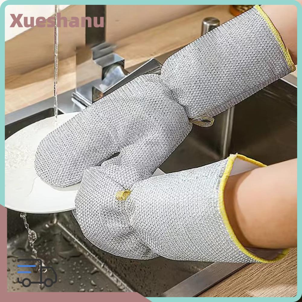 ซูซี ถุงมือทํางานบ้าน, ถุงมือล้างจานหนายาว, ชามทําความสะอาดในครัวเรือนแปรงถุงมือเงินทําความสะอาดกันน้ํา