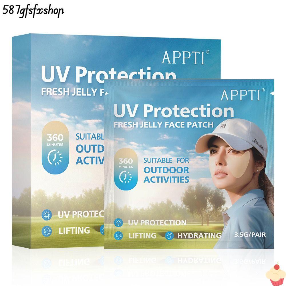 SWEETHOME แผ่นแปะกันแดด 5 คู่/กล่อง, แผ่นแปะหน้า UV Moisturing Fresh Jelly, ป้องกันเหงื่อกอล์ฟสติกเกอร์ป้องกันแสงแดด Sunblock Gel Eye กิจกรรมกลางแจ้ง