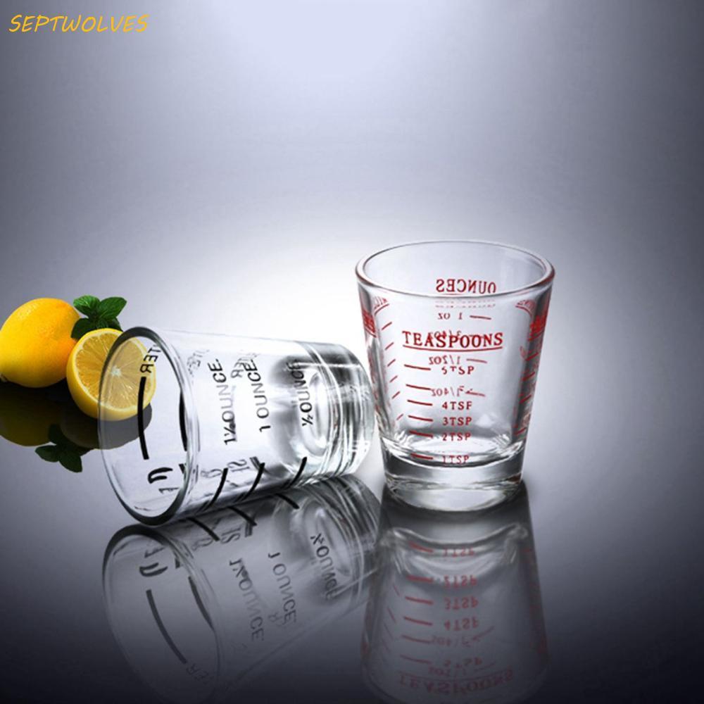 SEPTWOLVES Jigger 1.5oz/45ml พร้อมสเกลแก้วช็อตสําหรับงานหนักทนความร้อน