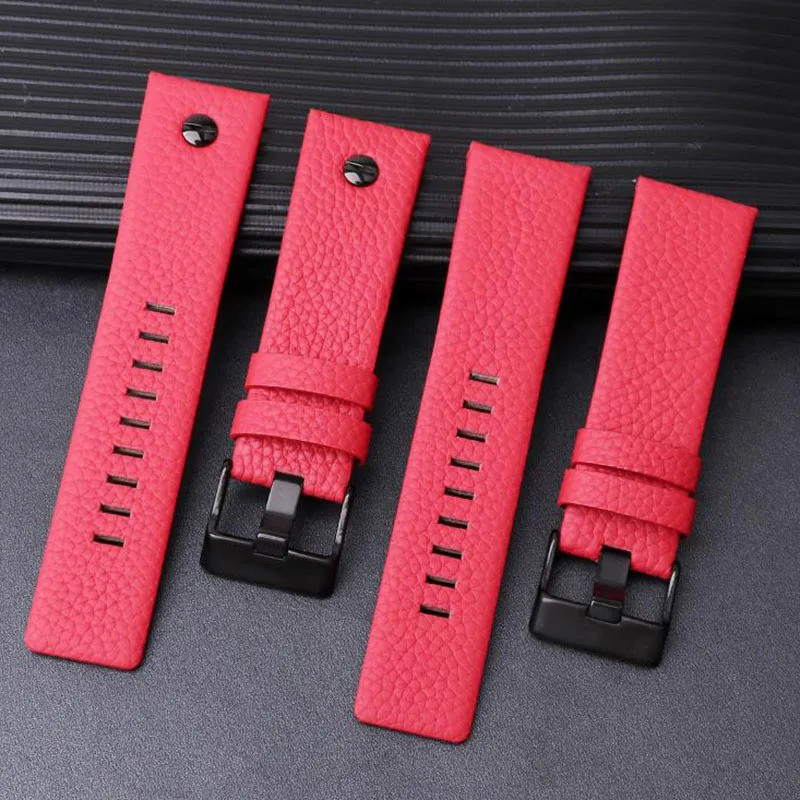 For Diesel DZ7333 DZ7348 DZ4318 Genuine Leather watchband 22mm 24mm 26mm 28mm 30mm Black White Brown