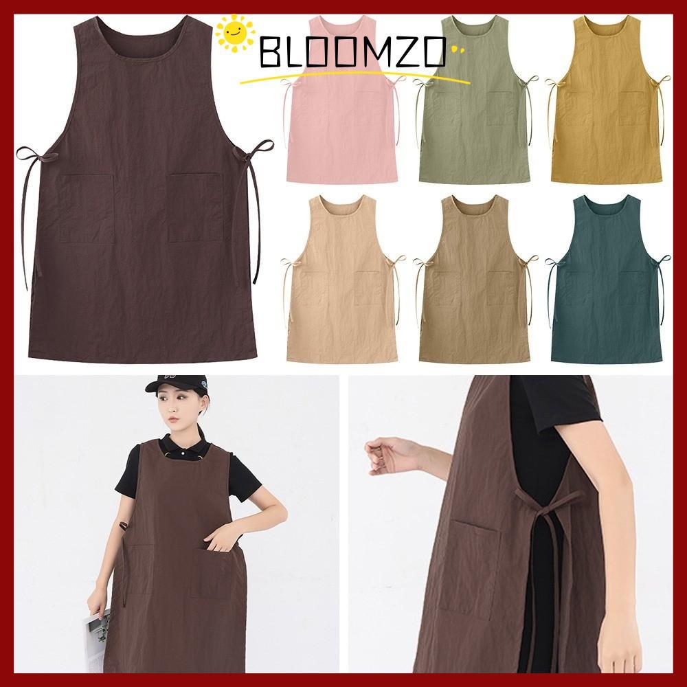 จัดส่งจากประเทศไทยBLOOMZO ผ้ากันเปื้อนครัว, สีทึบกันน้ําเสื้อกั๊กยาว, แฟชั่นสไตล์ญี่ปุ่นอเนกประสงค์ Anti-สกปรกชุดบ้านกาแฟ