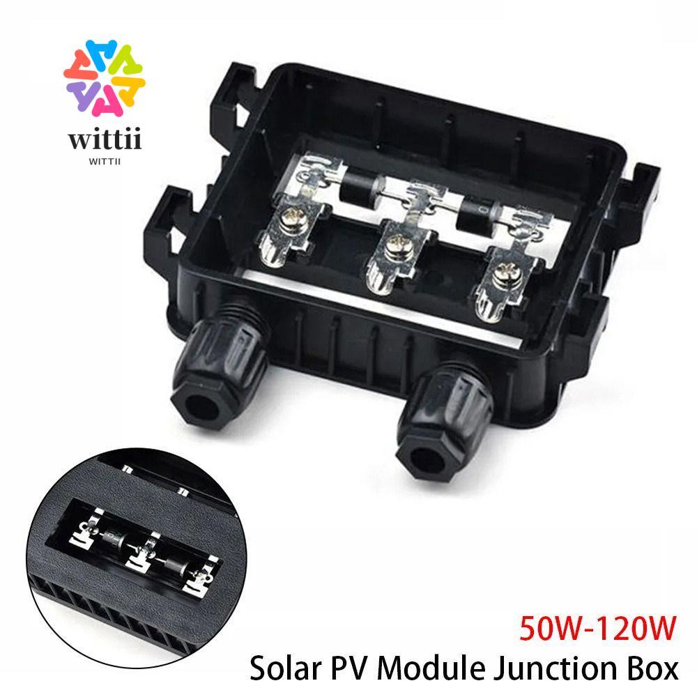 WITTII 1 ชิ้นกล่องแยก, 50 W-120 W 6A สีดํา PV โมดูลกล่อง, เครื่องมือทดสอบไฟฟ้า IP65 กันน้ําสําหรับ 6