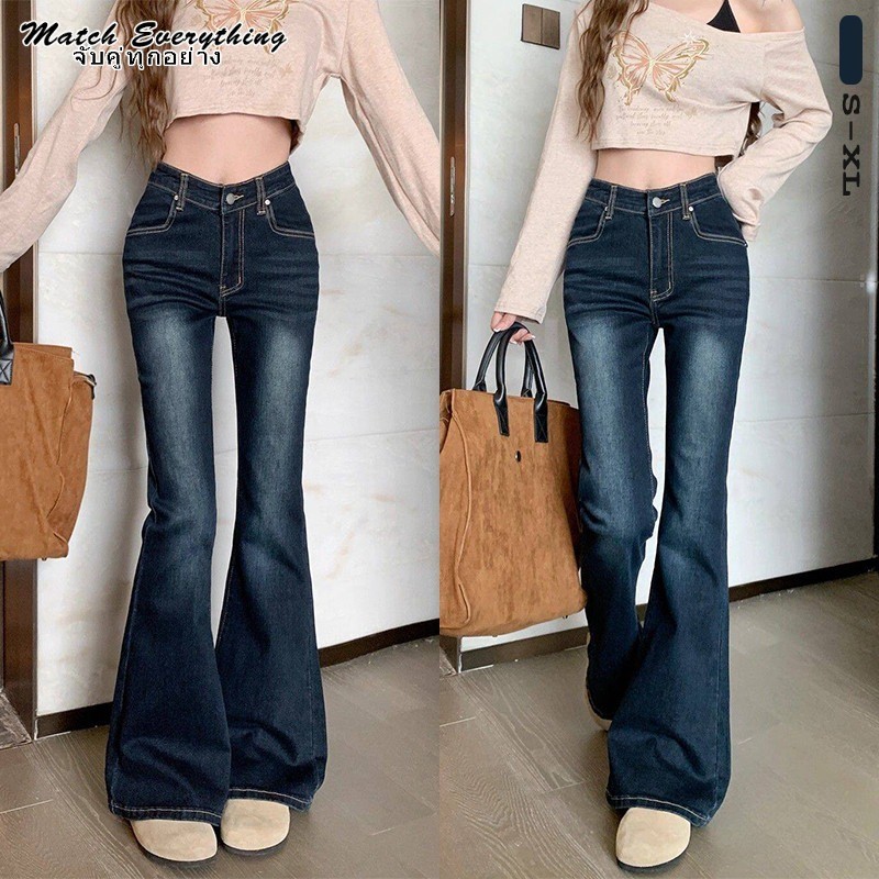 2026 Spring and Summer New Washed Dark Blue Skinny Jeans Women's High Waist Slimming Slim Fit Hip Raise Horseshoe Pants European and American Hot Girl Trousers