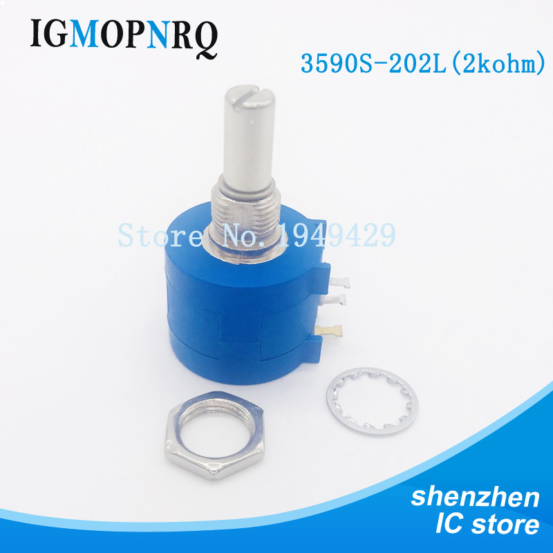 3590S-2-202L 3590S 2K โอห์ม Precision Multiturn Potentiometer 10 แหวนตัวต้านทานแบบปรับได้
