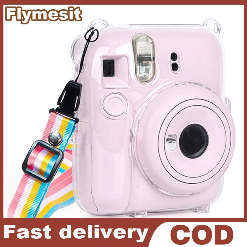Flymesit 1 PC คริสตัลเงากล้องสําหรับ Instax Mini 12 โปร่งใส Glitter กระเป๋าพร้อมสายคล้องสําหรับ Inst