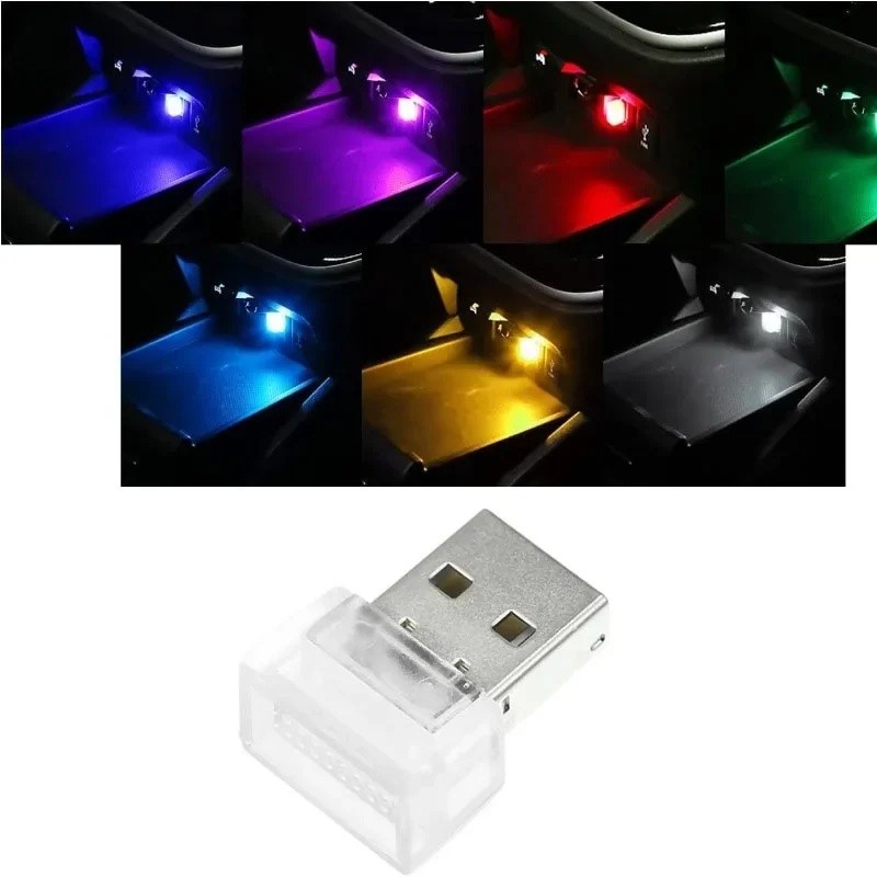 7 สี LED ไฟภายในรถ USB นีออนบรรยากาศโคมไฟสําหรับรถบ้าน