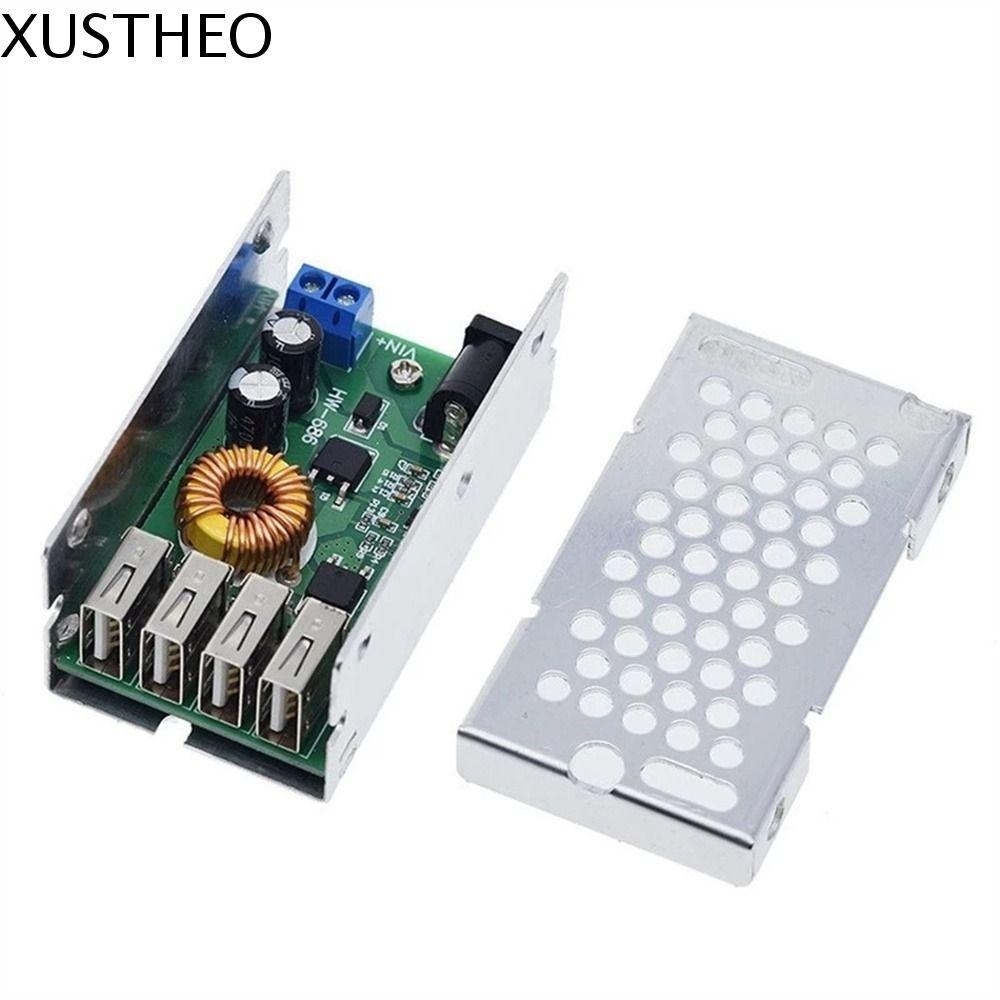 XUSTHEO Step-Down Board ทนทาน 4USB เอาต์พุตอลูมิเนียม Shell Mobile Charger DC Step Down DC-DC โมดูล 