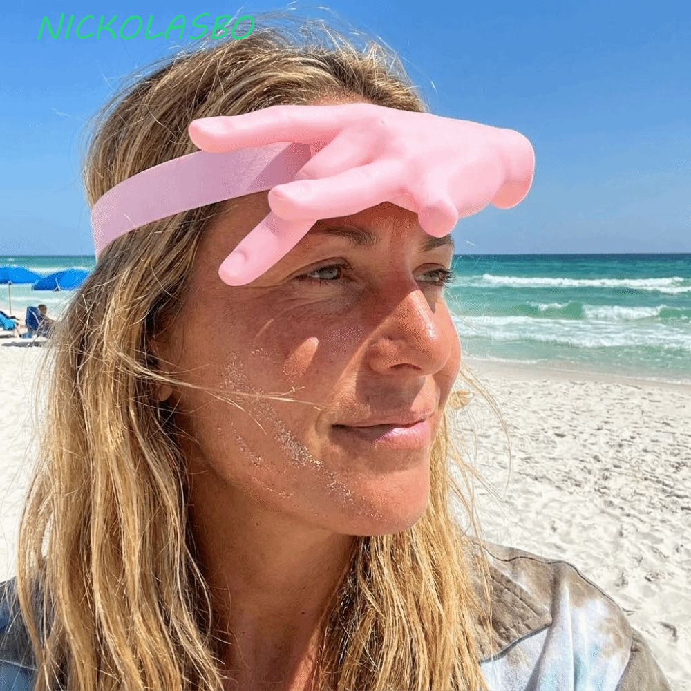 CORAZOKIS Orchid Finger Sun Visor หมวกปีกด้านข้าง ป้องกันUV พลาสติกปรับได้ ตลกสำหรับสวมใส่ในฤดูร้อนและตอนเล่นชายหาด