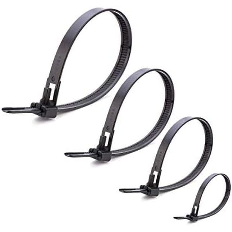 Reusable Zip Ties, 100 Pcs Assorted Fastening Cable Zip Ties 6" 8" 10" 12" Four Length Heavy Duty Ny