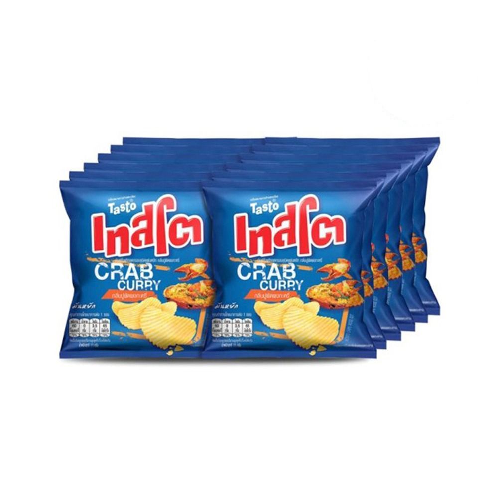 [สินค้าส่งด่วน] เทสโต แผ่นหยัก ปูผัดผงกะหรี่ 11ก. แพ็ค12 TASTO RIDGE CUT CRAB CURRY 11G. PACK12