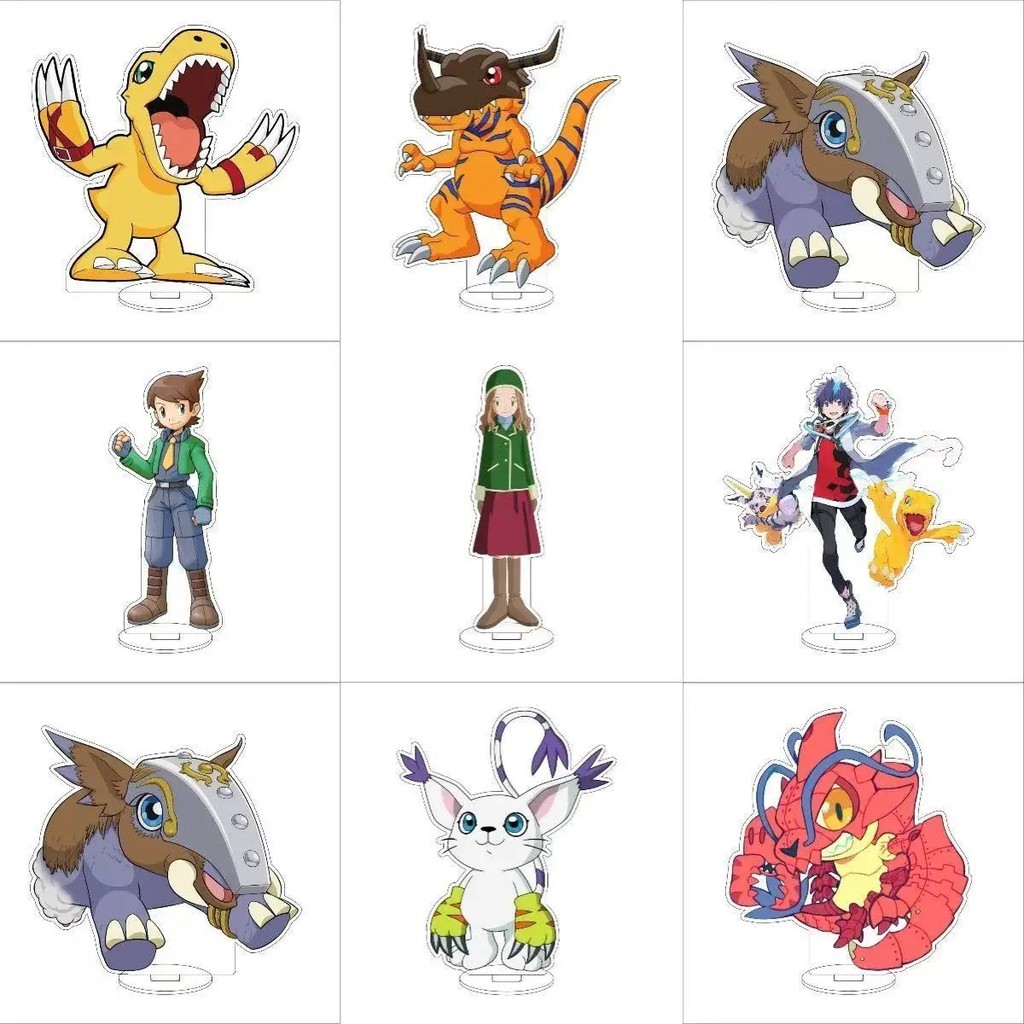 Standee Digimon โปร่งใส Mica รุ่น Agumon Tailmon Gabumon Taichi 10 ซม.ตกแต่งโต๊ะของขวัญอะนิเมะ