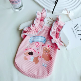 Simple Lace Camisole Casual Cartoon Summer Thin Pet Clothes for Small Dogs Bichon Teddy