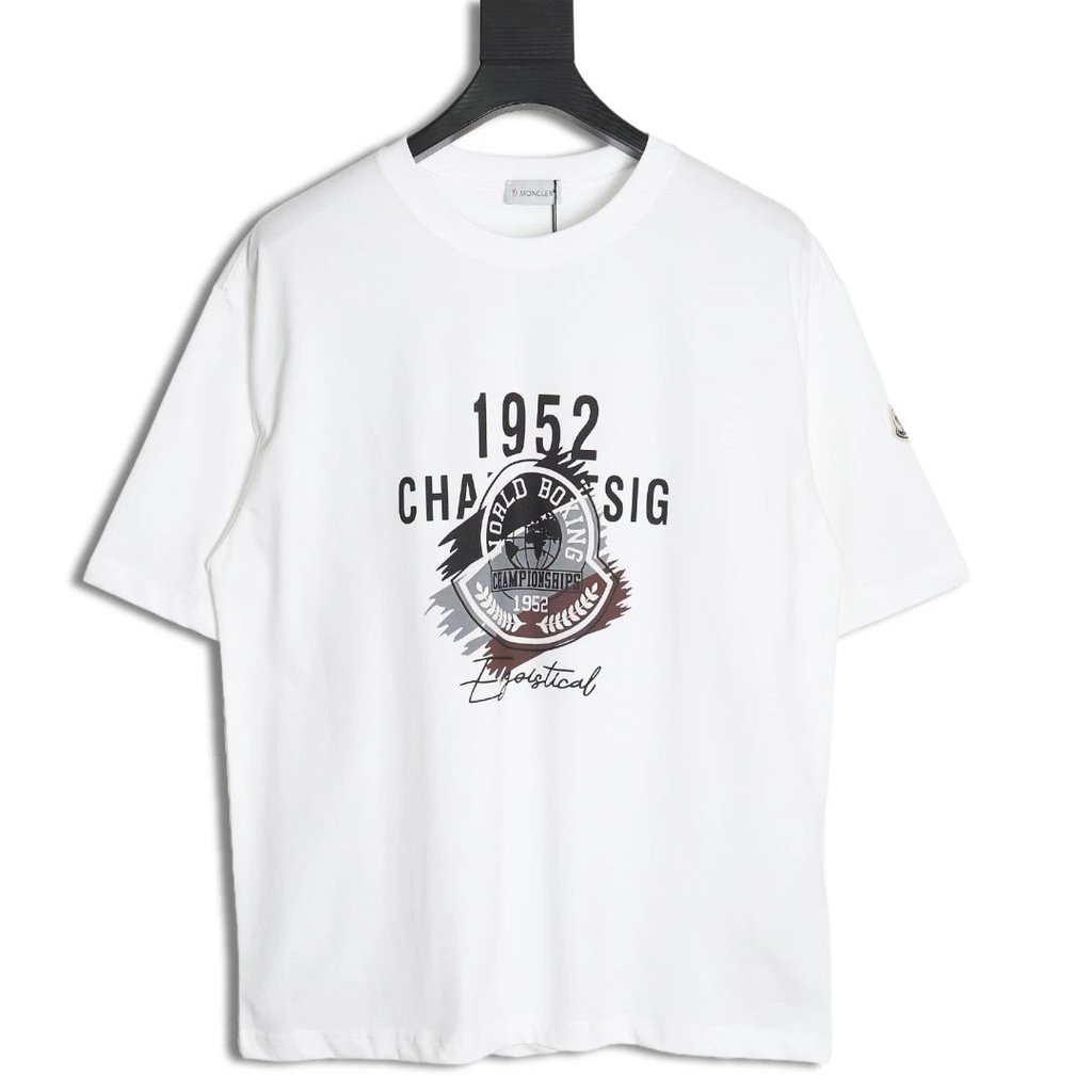 Moncler Moncler 24ss เสื้อยืดแขนสั้นพิมพ์ลายสไตล์ใหม่