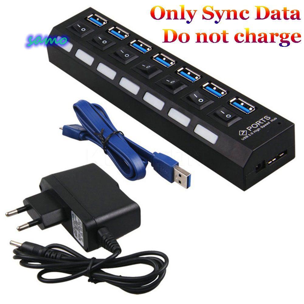 SAMO 4/7 พอร์ต USB 3.0 Hub Converter Sync ข้อมูล US/EU/UK/AU ปลั๊กเปิด/สวิทช์สําหรับพีซี