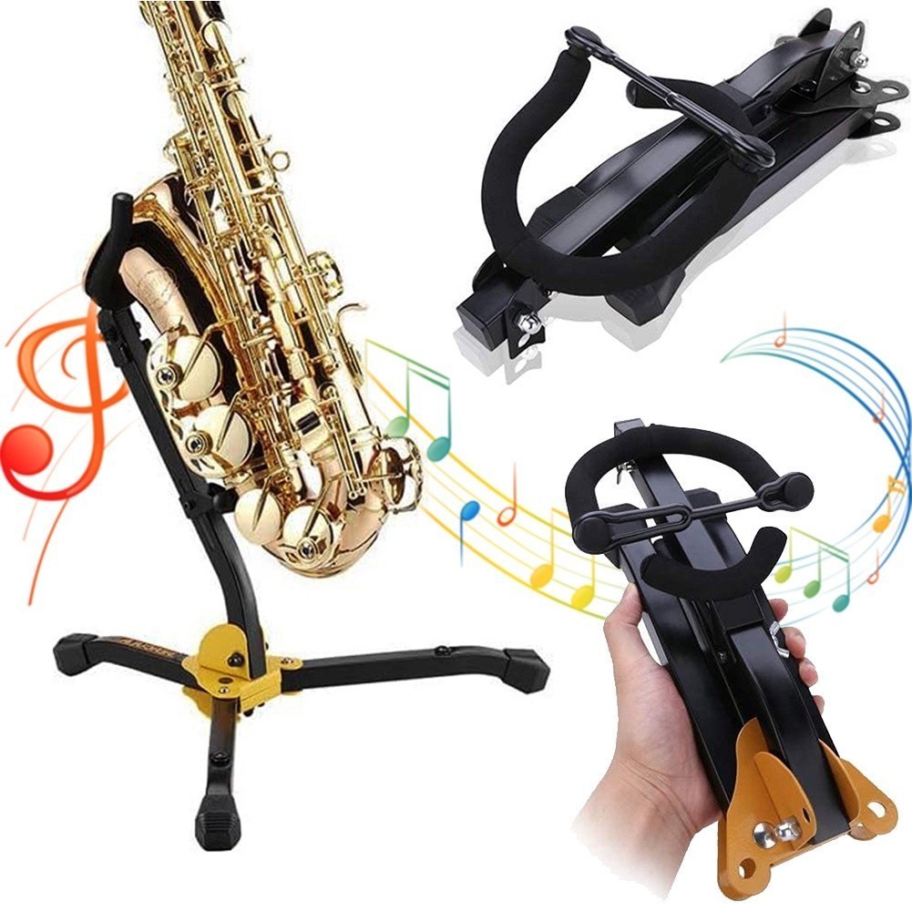 ขาตั้งแซกโซโฟนพับได้แบบพกพา Alto/Treble/Tenor Saxophone Stand ตัวยึดแซกโซโฟนปรับได้