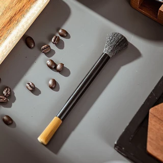 MAYA Coffee แปรงปัดผงกาแฟ ด้ามจับไม้ แปรงทำความสะอาดกาแฟ ขนแปรงทนทาน มีสองหัว Wooden Coffee Brush N76H