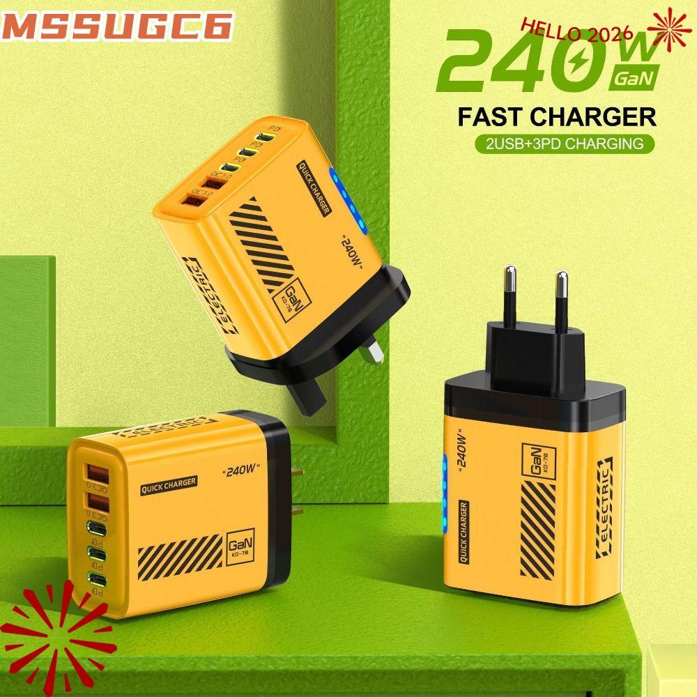 IMSSUG 240W ปลั๊กชาร์จพร้อมไฟ USB A+C อะแดปเตอร์ชาร์จโทรศัพท์, EU/US PD QC3.0 หลายพอร์ต USB C Charger สําหรับ //