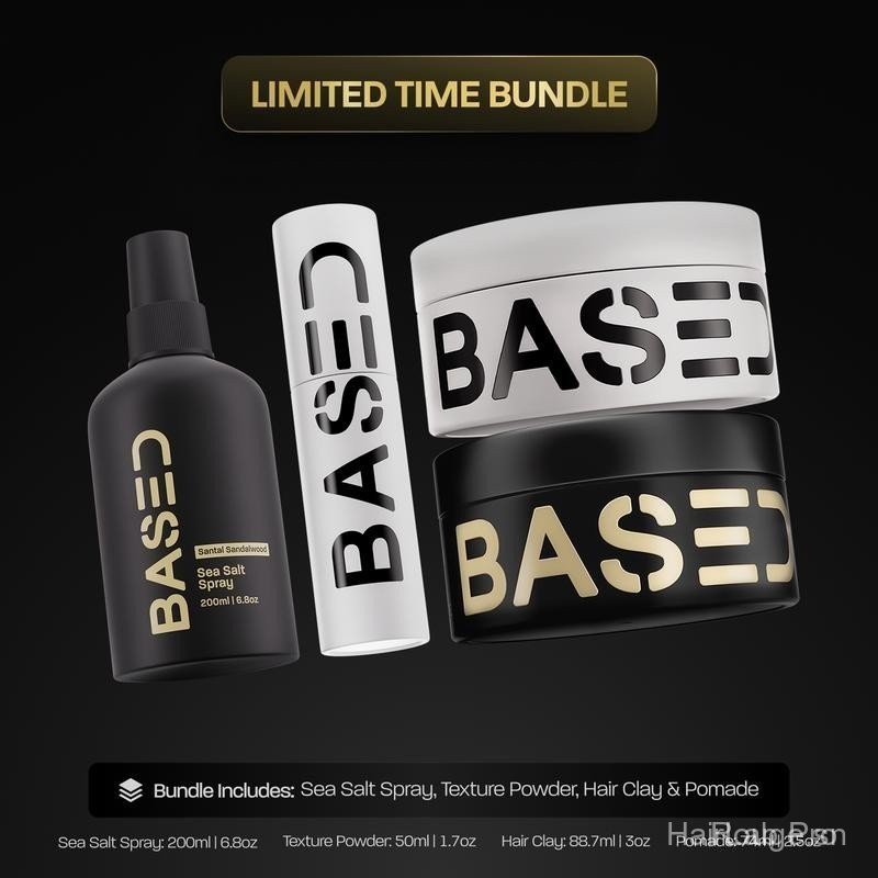 BASED Ultimate Straight/Wavy Hair Styling Bundle | Texture Powder, Clay, Pomade, Sea Salt | BASED Bo