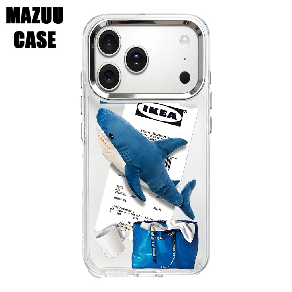 เคสไอโฟน กรอบเลนส์โลหะใหญ่ ลายฉลามสีฟ้า IKEA ทันสมัย iPhone 17 16 15 14 13 12 11 Pro Max Plus