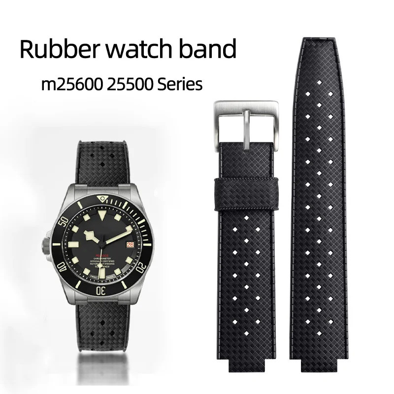Soft Silicone Watch Strap for Tudor Pelagos 25500 25600 series Waterproof Rubber WatchBand 22-12mm M